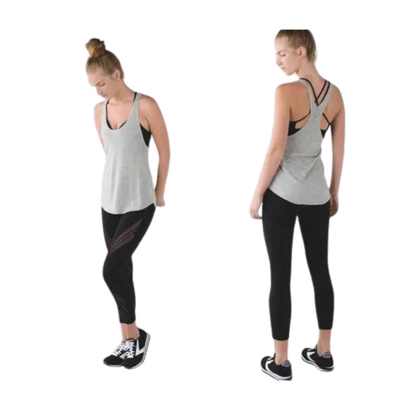 Lululemon Black High Times Pants Metta Mesh Leggings Size-6 Used - Picture 3 of 8